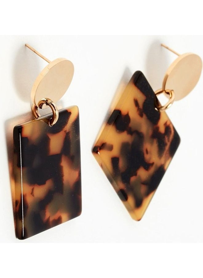 NIBEMINENT Acrylic Female Geometric Square Acetate Plate Personality Earrings  - Image 2