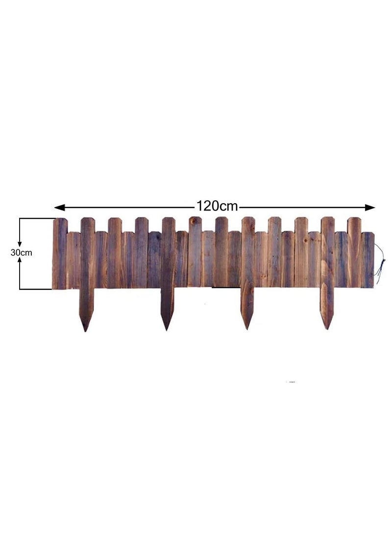 LINGWEI Wooden Picket Fence Wooden Garden Border Landscape Edging Wooden Enterlocking Panels Animal Barrier Carbonized Wood Lawn Patio Fancing Barrier - Image 3