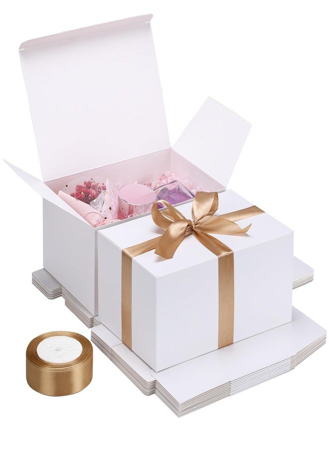 EUSOAR Gift Boxes with Lids for Presents, 10 Pcs 9"x6"x4" 350gsm Thick Cardboard White Bridesmaid Proposal Box with Ribbon,Kraft Paper Gift Box for Wedding,Birthday Party Craft Present Packaging - Image 1