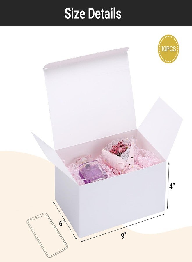 EUSOAR Gift Boxes with Lids for Presents, 10 Pcs 9"x6"x4" 350gsm Thick Cardboard White Bridesmaid Proposal Box with Ribbon,Kraft Paper Gift Box for Wedding,Birthday Party Craft Present Packaging - Image 2