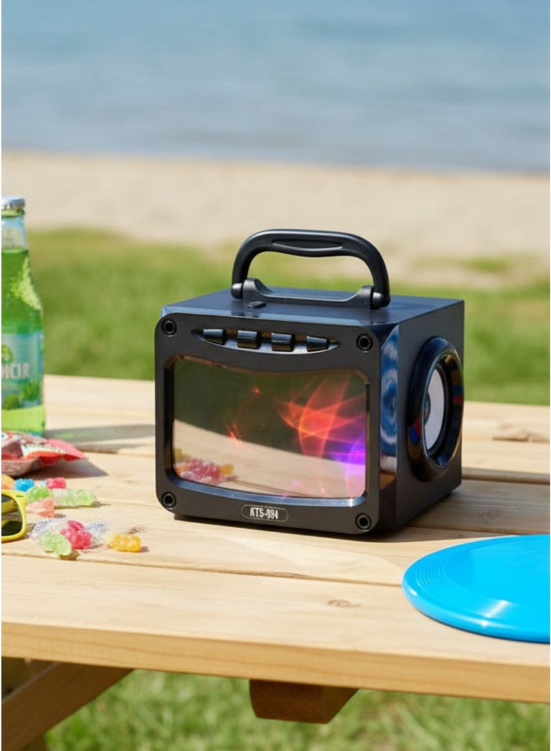 KTS Portable Bluetooth Speaker with 5W Subwoofer – Wireless Speaker with LED Lights, FM Radio, Microphone Input, USB & Micro SD Support – Rechargeable Battery - Image 4