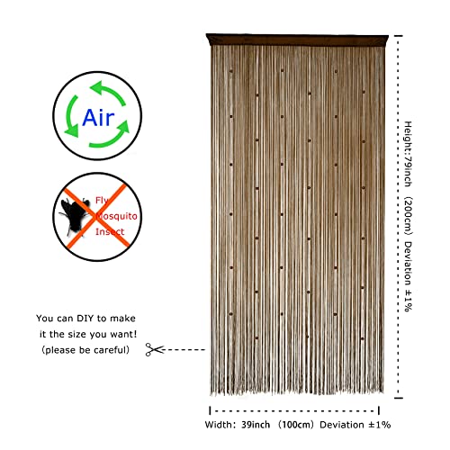 YaoYue Beaded Curtain Door String Curtains for Doorway Tassels Beads Hanging Fringe Hippie Room Divider Window Hallway Entrance Wall Closet Bedroom Privacy Decor (39×79in/100×200cm, Coffee) - Image 4