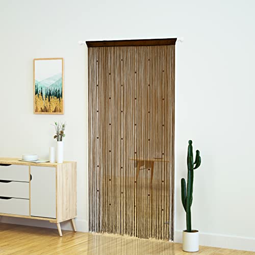YaoYue Beaded Curtain Door String Curtains for Doorway Tassels Beads Hanging Fringe Hippie Room Divider Window Hallway Entrance Wall Closet Bedroom Privacy Decor (39×79in/100×200cm, Coffee) - Image 3