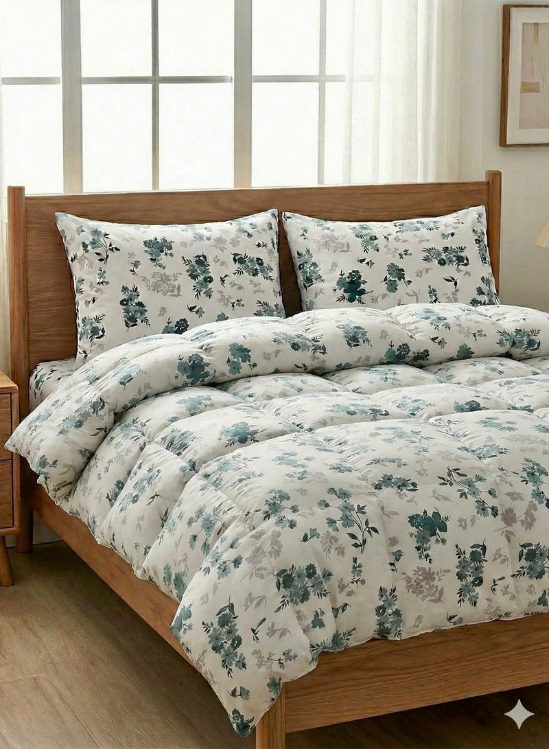 Yarlin-Quilt Cover With Zipper 220*240  (Green Flora) Design