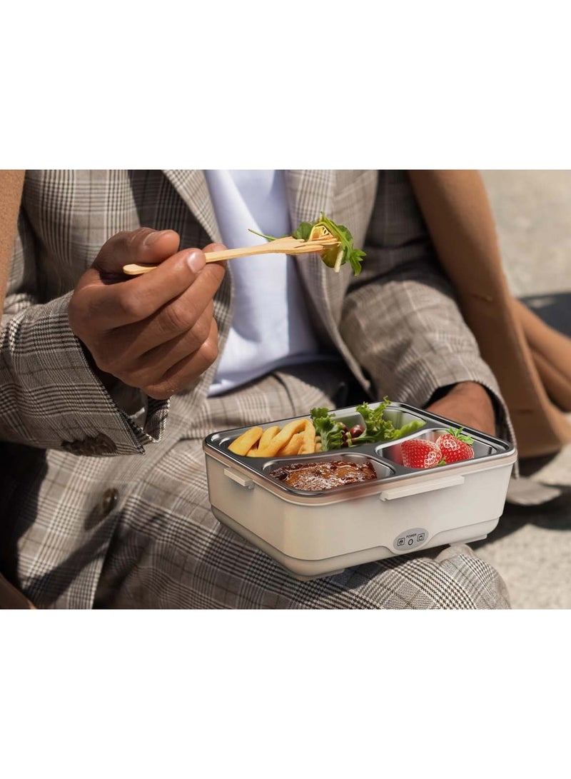 GREEN LION Electric Lunchbox 850ml / Removable Inner Container / Food Grade PP Material / LID With Latches / Detachable UK Plug Power Cord / Dishwasher Safe / BPA-Free / Leak Proof / Portable Handle GLB-05- Beige - Image 3