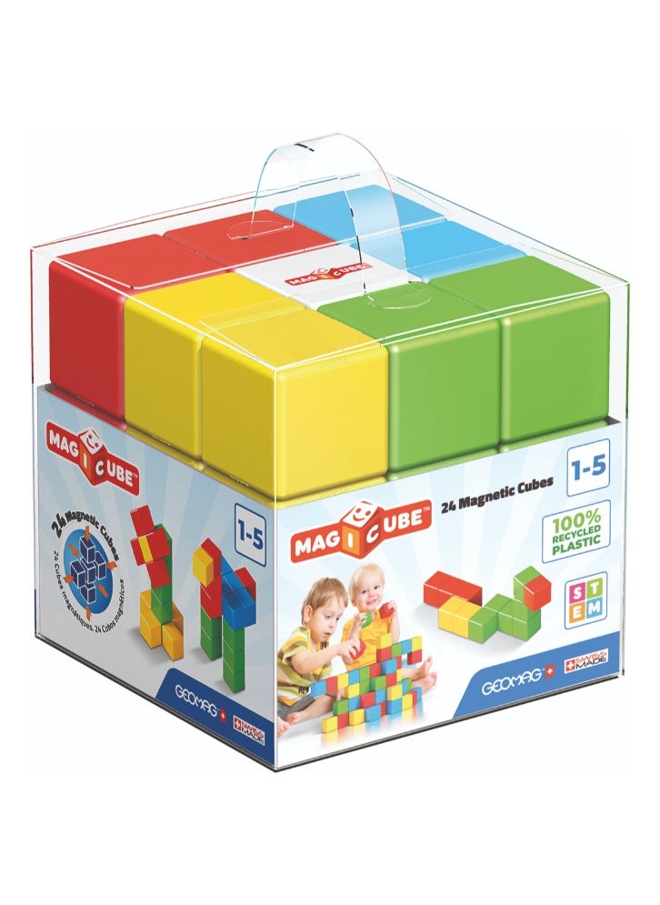 GEOMAG - Geomag Magicube Full Color Crystal Magnetic Construction STEM Toy 24 Pcs - Image 1