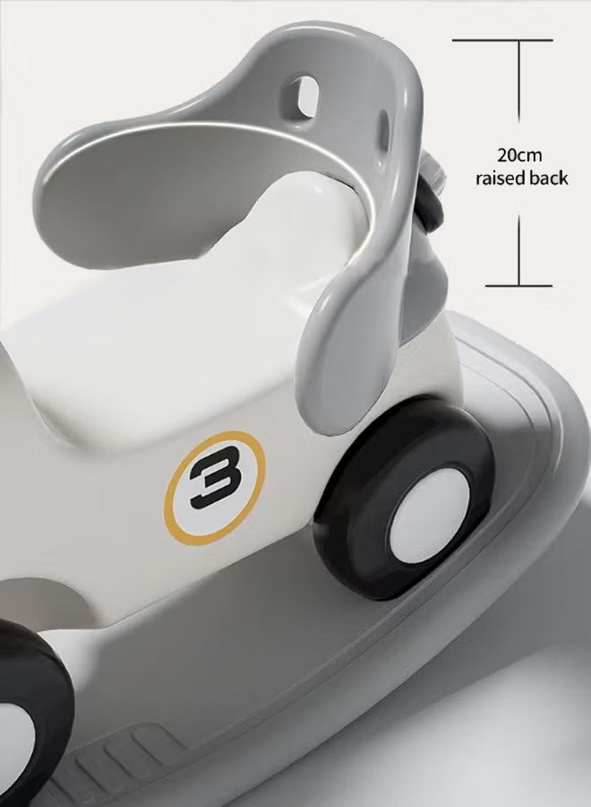 Rocking Horse Toys,Multifunctional Baby Rocking Horse,3 In 1 Interactive Rocking Horse With Push Rod,Kid's Ride on Toys,children's Balance Bike Toys,with Detachable Balance Board Push Handle and 4 Smooth Wheels for Boys Girls，Easy to Swing and Assemble（Grey） - Image 5