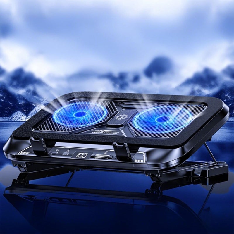 Adjustable Laptop Cooling Mat Ergonomic Neck Pressure Double Fan 100 Speed Adjustable for Laptop Height Stand Double Fan Cooling - Image 2