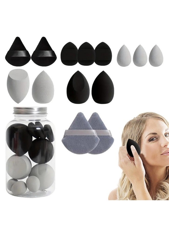 Beauenty 14-Piece Makeup Sponge Set- Multi soft color Mini Makeup Sponge, Powder Puff Long Lasting Beauty Sponge Wet & Dry Use for Women ,Black  - Image 1