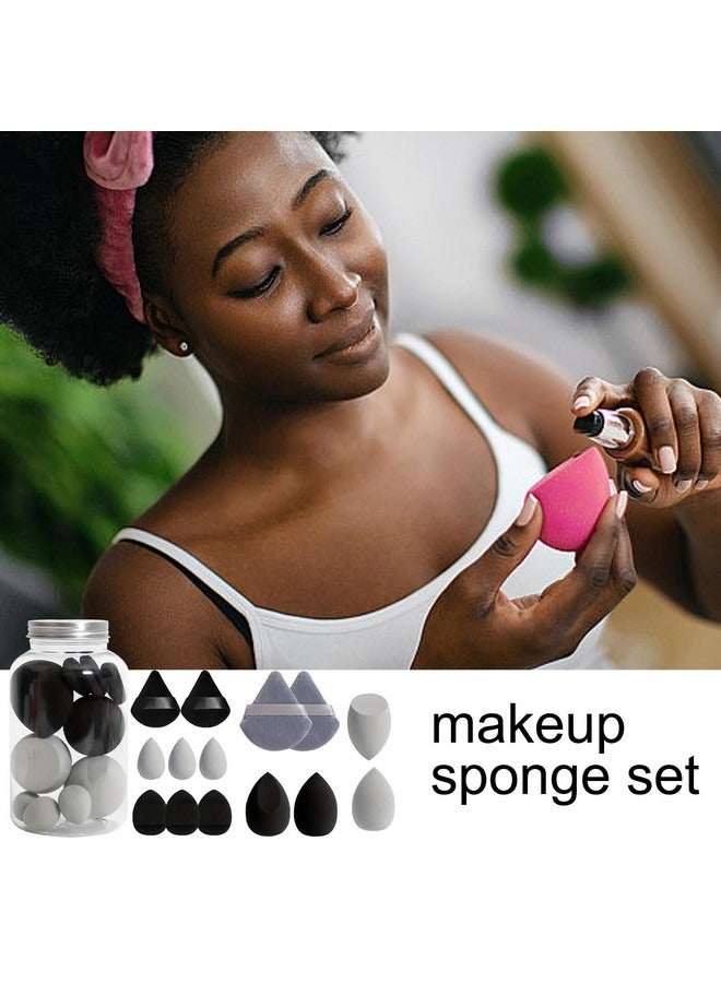 Beauenty 14-Piece Makeup Sponge Set- Multi soft color Mini Makeup Sponge, Powder Puff Long Lasting Beauty Sponge Wet & Dry Use for Women ,Black  - Image 4
