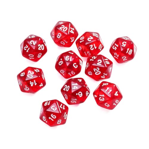 Yiotfandoll 10 Pieces Polyhedral Dice Set D20 Dice 20mm Acrylic 20 Sided Game Dice for Dungeons and Dragons RPG MTG DND Dice Table Games Transparent Red - Image 5