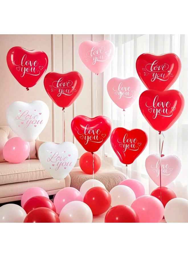 Valentine’s Day Decoration – Latex Balloons with Heart Shapes, Bright Colors, and Love Messages, Set of 15 Balloons Creating a Warm, Joyful, and Love-Filled Atmosphere for Valentine’s Day, Anniversaries, Romantic Surprises, Birthdays, and All Special Occasions - Image 1