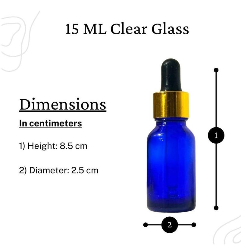 VOW 15 ML Blue Round Empty Glass Bottle Glass Dropper Gold Ring Silicone Black Teat Refillable Reusable Leak Proof for Essential Oils PerfumesPack of 12 - Image 4