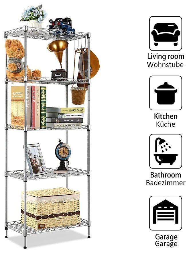 رفوف المطبخ قابل للتعديل رفوف التخزين المعدنية 5 طوابق سعة التخزين العمودي رفوف الغسيل والحمام المطبخ الكربون الصلب رفوف ( 60 * 32 * 150cm الأسود ) - Image 3