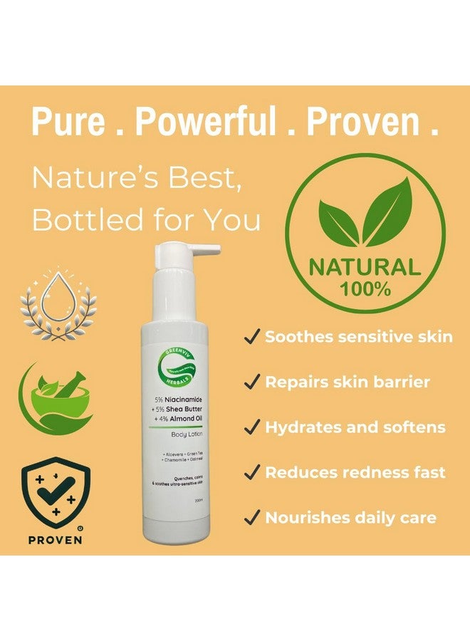 Greenviv 5% Niacinamide + 5% Shea Butter + 4% Almond Oil Hydrating & Soothing Body Lotion | Deeply Moisturizes & Strengthens Skin Barrier | 200ml - Image 2
