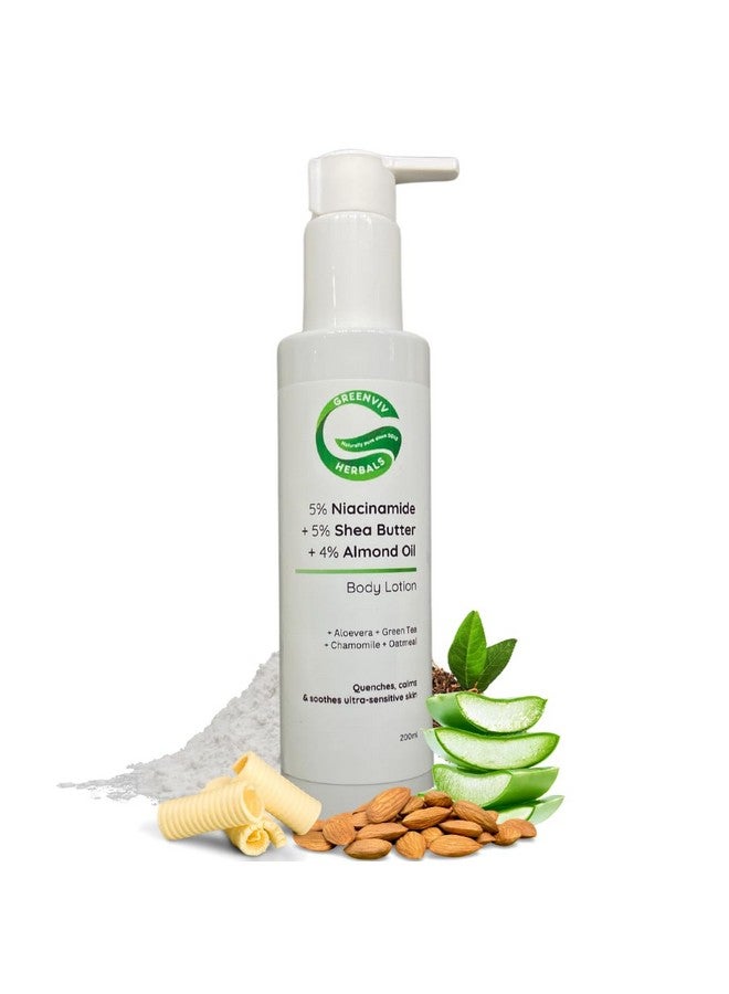 Greenviv 5% Niacinamide + 5% Shea Butter + 4% Almond Oil Hydrating & Soothing Body Lotion | Deeply Moisturizes & Strengthens Skin Barrier | 200ml - Image 1