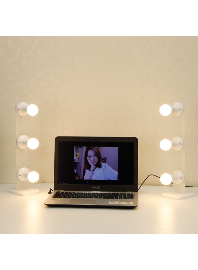 general Net Red Anchor Mobile Phone Computer Live Double Row Fill Light Desktop Brightness Three-color Soft Light LED Makeup Light-Specifications:Single Row 3 Lights 5W Three-color Dimming - Image 2