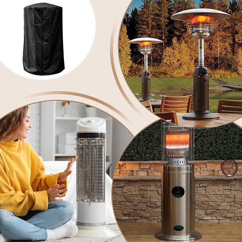 Black Patio Heater Cover Heavy Duty Waterproof UV Resistant Outdoor Protector - Image 4