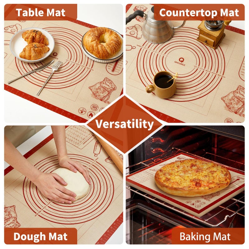 Quellance Silicone Baking Pastry Dough Mat - 28x20Inch Extra Large Cookie Bread Rolling Mats Sheet, Nonstick Kitchen Counter Kneading Board, Thick Reusable Pie Cookies Pizza Fondant Making Matt with Measurement - Image 4