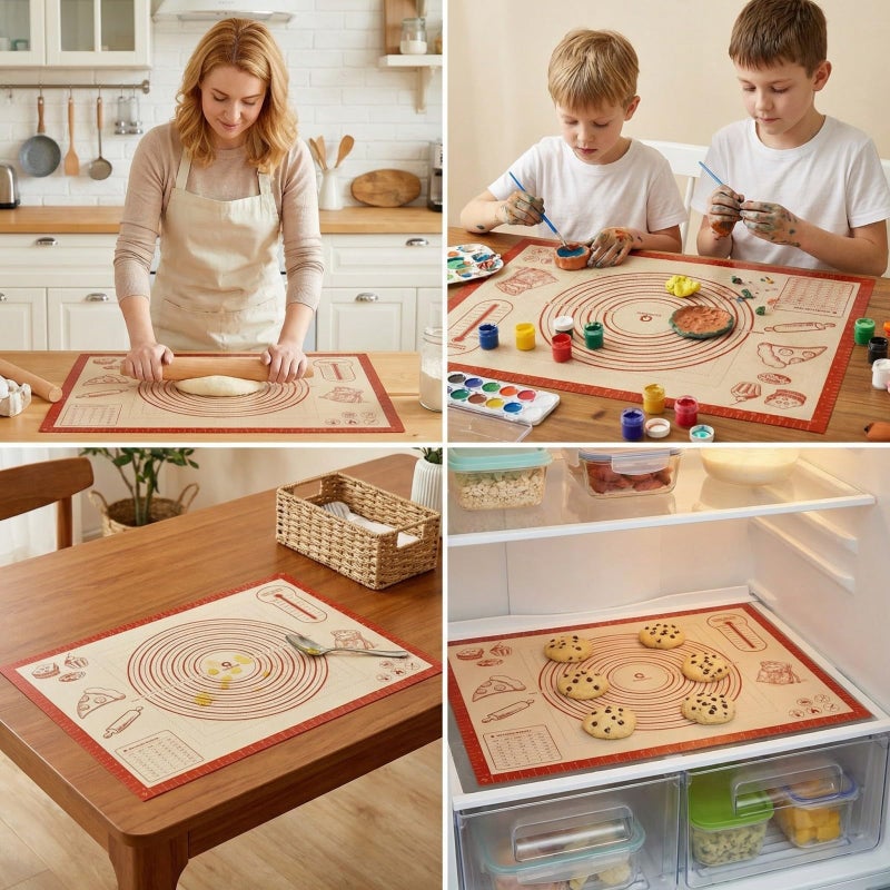 Quellance Silicone Baking Pastry Dough Mat - 28x20Inch Extra Large Cookie Bread Rolling Mats Sheet, Nonstick Kitchen Counter Kneading Board, Thick Reusable Pie Cookies Pizza Fondant Making Matt with Measurement - Image 5