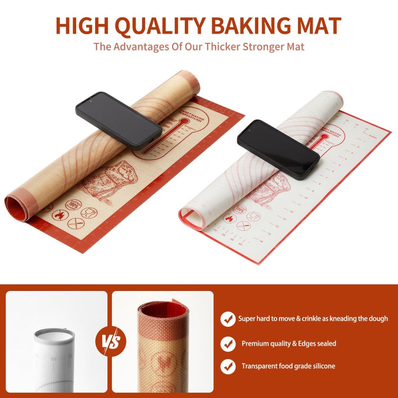 Quellance Silicone Baking Pastry Dough Mat - 28x20Inch Extra Large Cookie Bread Rolling Mats Sheet, Nonstick Kitchen Counter Kneading Board, Thick Reusable Pie Cookies Pizza Fondant Making Matt with Measurement - Image 3