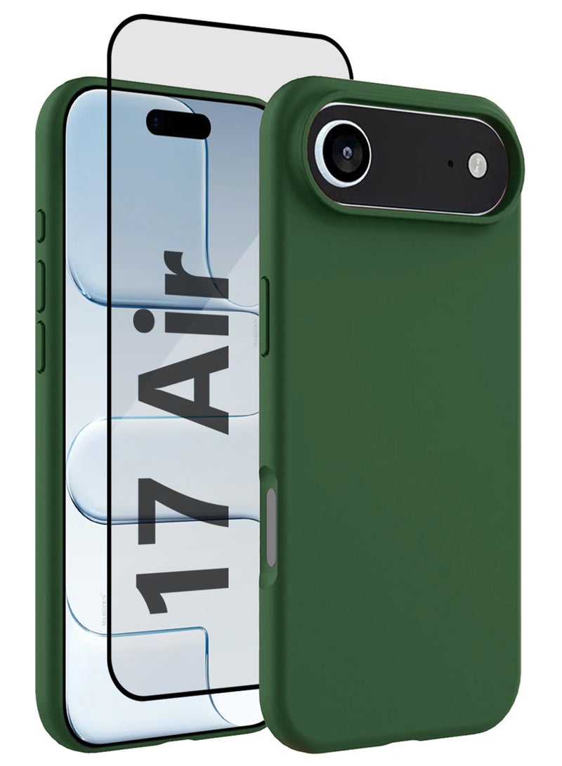 CATANES 2 Packs Silicone Protective Phone Case for iPhone 17 Air , Soft Anti-Scratch Microfiber Lining Ultra Slim Drop Protection Phone Cover with 3D Screen Protector - Green - Image 1