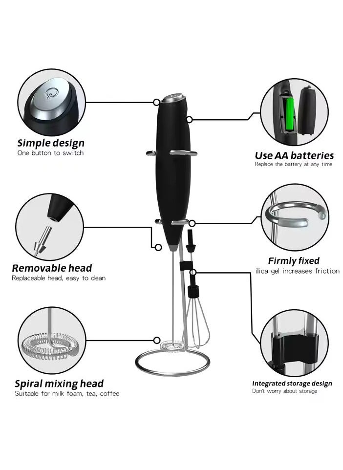 VIO Milk Handheld Frother Battery Operated Electric Mini Milk Foamer Drink Mixer Foam Maker for Coffee Frappe Latte Matcha Cappuccino Hot Chocolate  - Image 3