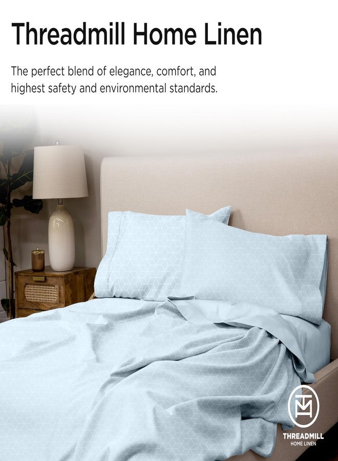 Threadmill Pillow Cases Standard Size Set of 2 | Certified 100% Egyptian Cotton Jacquard Sateen Weave | Soft, Breathable & Cooling Pillow Covers | Hotel Quality Pillow Protectors | Blue Pillow Cases - Image 5