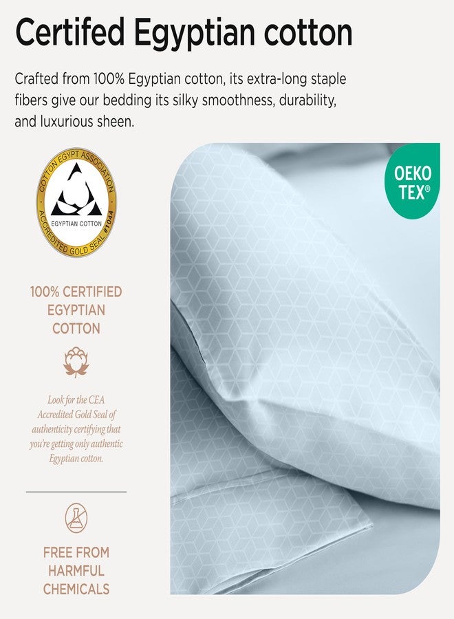 Threadmill Pillow Cases Standard Size Set of 2 | Certified 100% Egyptian Cotton Jacquard Sateen Weave | Soft, Breathable & Cooling Pillow Covers | Hotel Quality Pillow Protectors | Blue Pillow Cases - Image 2