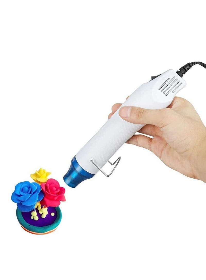 Suntown Mini Heat Gun Electric 300W Ultra Long Cable Portable Hot Air Gun Multi Function Hand Hold Heat Tools for DIY Craft Embossing Shrink Wrapping PVC Drying Paint Clay Rubber Stamp (White) - Image 1