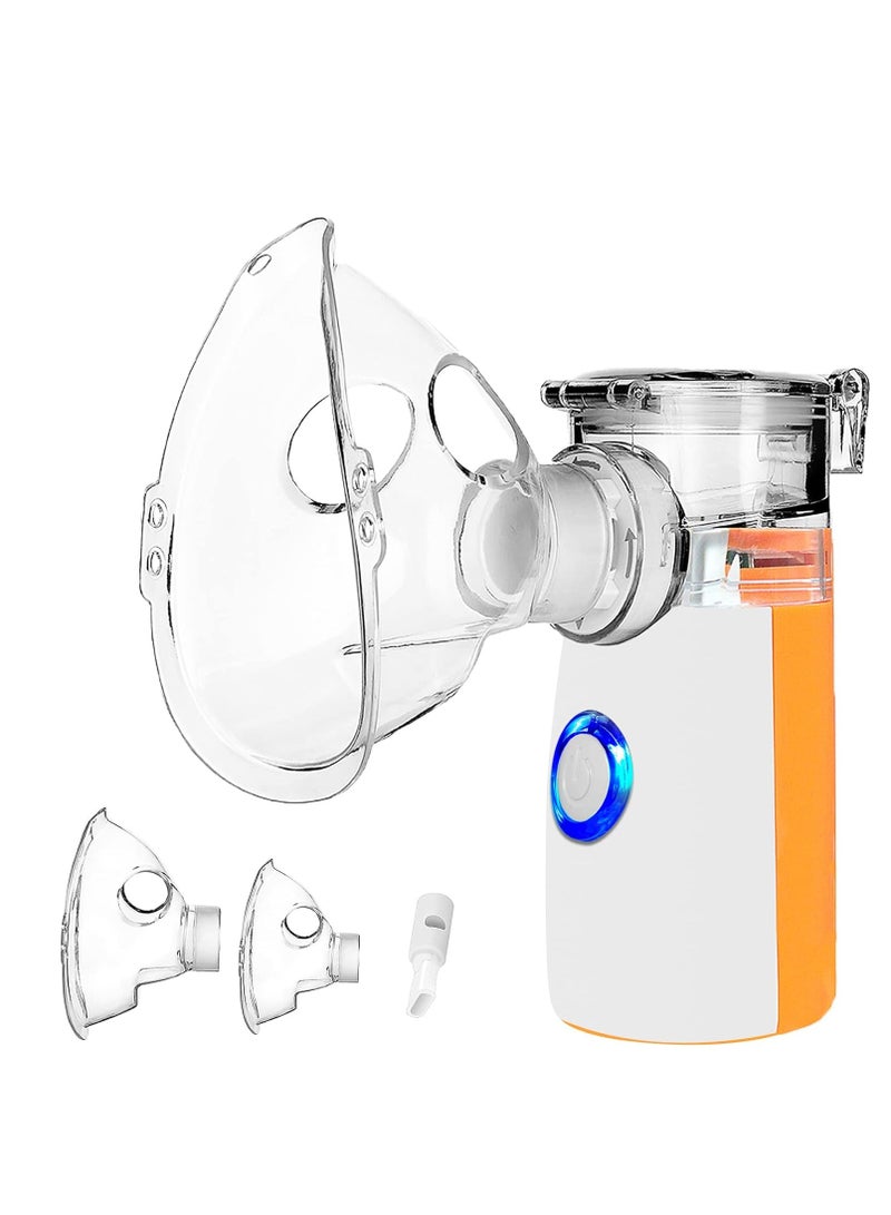 جهاز استنشاق للأطفال للكبار والأطفال، جهاز استنشاق رذاذ، جهاز استنشاق للأطفال والرضع، مع قناعين وفوهة لأمراض الجهاز التنفسي، فعال، للعائلة والسفر (برتقالي) - Image 1