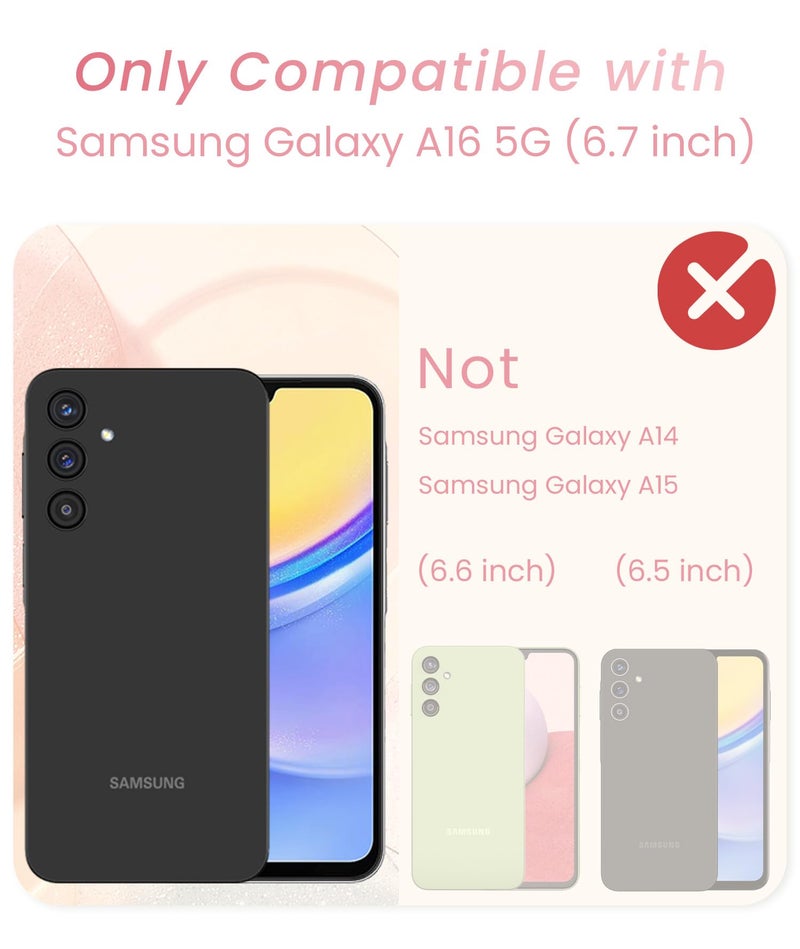 Liufcx for Samsung Galaxy A16 5G Love Heart Kickstand Case with 2X Screen Protector: Luxury Plated Gold Edge Slim Soft TPU Shockproof Protection Case Cover for Galaxy A16 (Pink) - Image 2