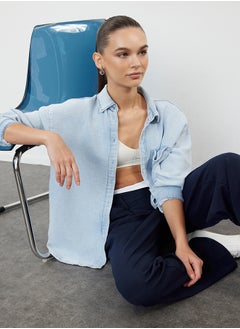 trendyol Blue Oversize Shirt TWOAW25GO00000  - Image 1