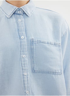 trendyol Blue Oversize Shirt TWOAW25GO00000  - Image 4
