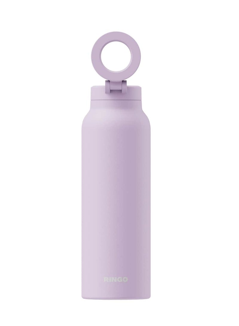 Ringo Pro Water Bottle with Sip Straw Lid | Stainless Steel Hydration Bottle w/ Integrated Magnetic Phone Mount, 12Hrs Hot/24Hrs Cold, BPA-Free, Works w/ Phones & Tablets - Lilac 24Oz / 710ml - Image 1