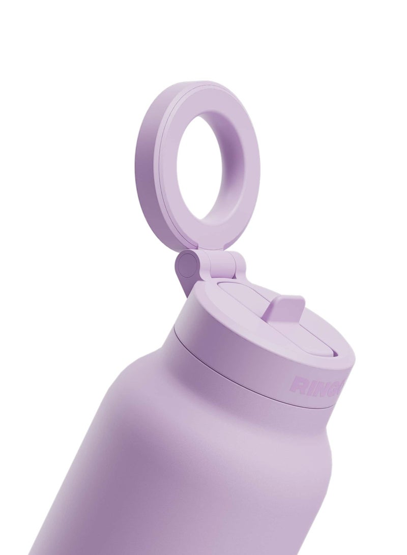 Ringo Pro Water Bottle with Sip Straw Lid | Stainless Steel Hydration Bottle w/ Integrated Magnetic Phone Mount, 12Hrs Hot/24Hrs Cold, BPA-Free, Works w/ Phones & Tablets - Lilac 24Oz / 710ml - Image 5