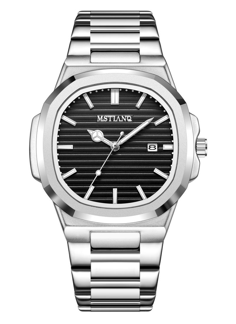 MSTIANQ Watches for Men Stainless Steel Quartz Water-Resistant Men's Watch Black 40mm Dial  - Image 1