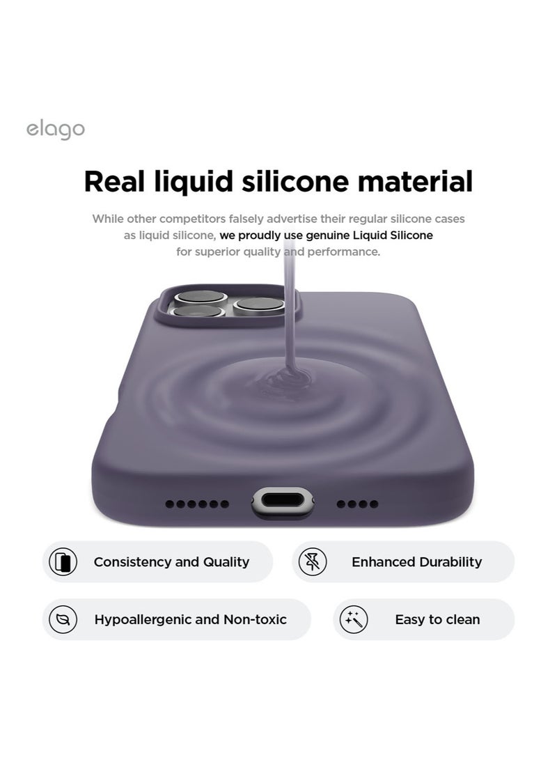 Elago Liquid Silicone for iPhone 16 Pro MAX Case Cover Full Body Protection, Shockproof, Slim, Anti-Scratch Soft Microfiber Lining - Deep Lavender - Image 3