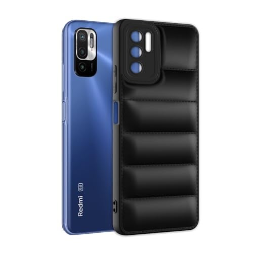 Plus Puffer Case Camera Protection Soft Back Cover for Redmi Note 10T 5G | Poco M3 Pro 5G - Black - Image 3