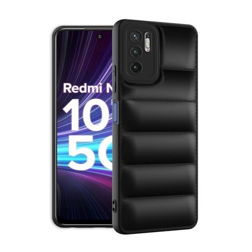 Plus Puffer Case Camera Protection Soft Back Cover for Redmi Note 10T 5G | Poco M3 Pro 5G - Black - Image 2