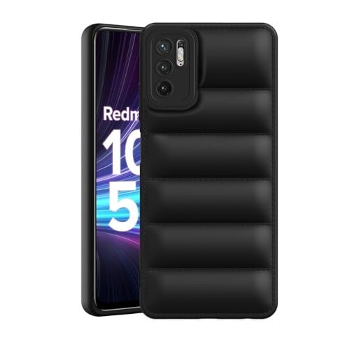 Plus Puffer Case Camera Protection Soft Back Cover for Redmi Note 10T 5G | Poco M3 Pro 5G - Black - Image 1