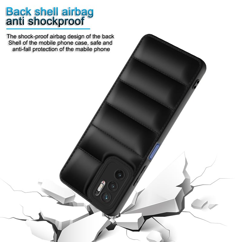 Plus Puffer Case Camera Protection Soft Back Cover for Redmi Note 10T 5G | Poco M3 Pro 5G - Black - Image 4