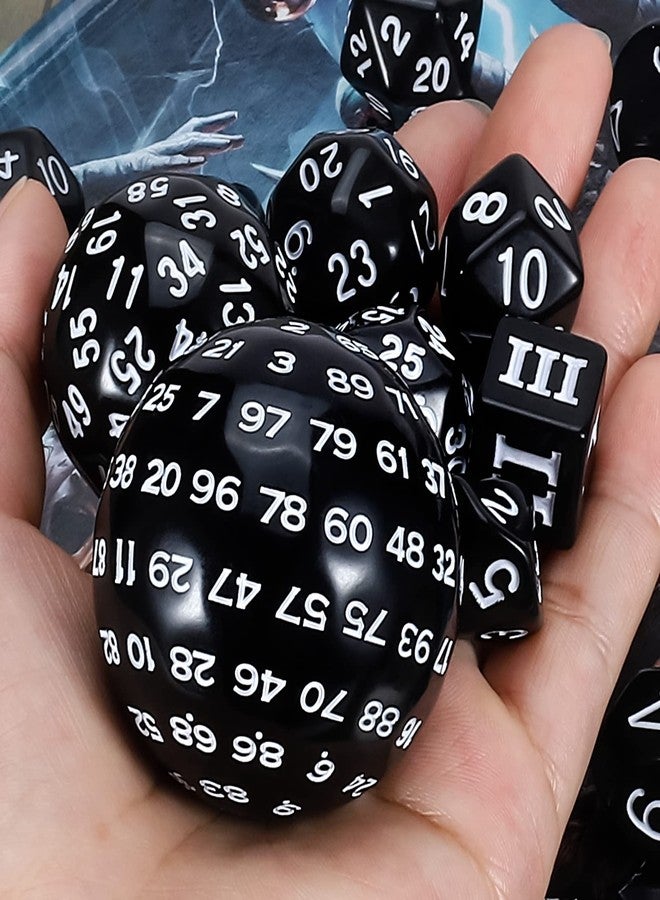 CiaraQ DND Polyhedral Dice Set (15pcs) D4-D100 Game Dice with Dice Bag for Dungeons and Dragons Role Playing Table Games (Black & White) - Image 4