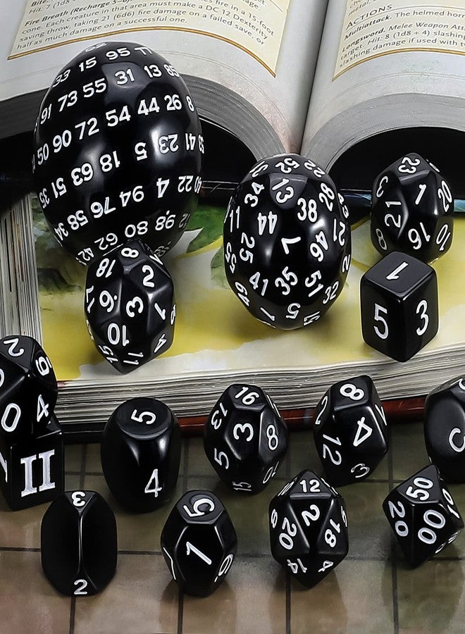 CiaraQ DND Polyhedral Dice Set (15pcs) D4-D100 Game Dice with Dice Bag for Dungeons and Dragons Role Playing Table Games (Black & White) - Image 3