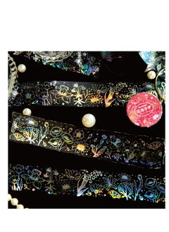SYOSI Vintage Holographic Glitter PET Tape Shiny Butterfly Flowers Astronomy Resin Stickers Waterproof Transparent Shiny Tapes for DIY Art Craft Bullet Junk Journal Planner Scrapbooking Supplies 6 Rolls  - Image 4