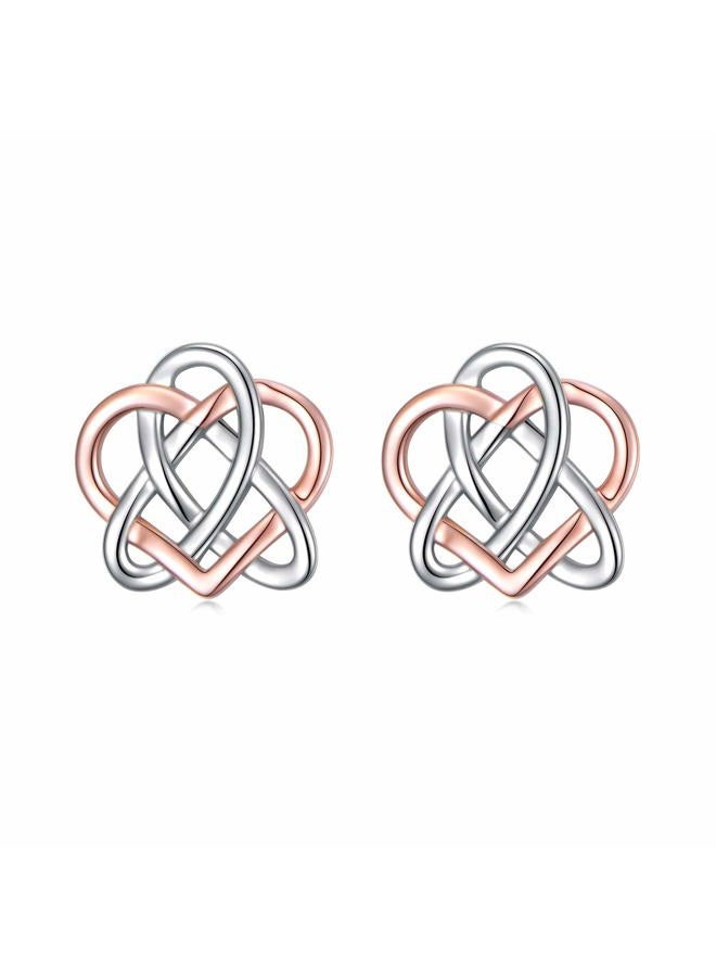 DAOCHONG 925 Sterling Silver Good Luck Irish Celtic Knot Triangle Vintage Stud Earrings - Image 1