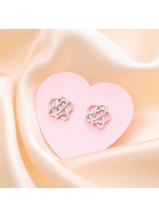 DAOCHONG 925 Sterling Silver Good Luck Irish Celtic Knot Triangle Vintage Stud Earrings - Image 4