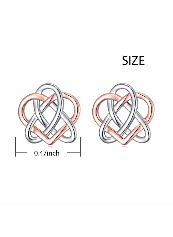 DAOCHONG 925 Sterling Silver Good Luck Irish Celtic Knot Triangle Vintage Stud Earrings - Image 5