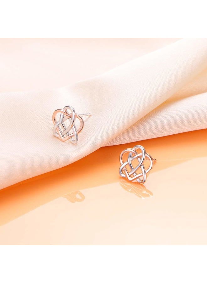 DAOCHONG 925 Sterling Silver Good Luck Irish Celtic Knot Triangle Vintage Stud Earrings - Image 3