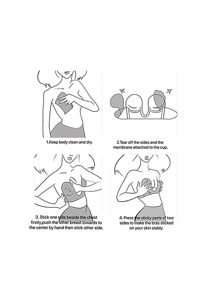 Adhesive Bra Women's Push Up Plunge Adhesive Bra Reusable Deep U-Shaped Sticky Bra Strapless Backless Breast Lifting Bra - Image 3